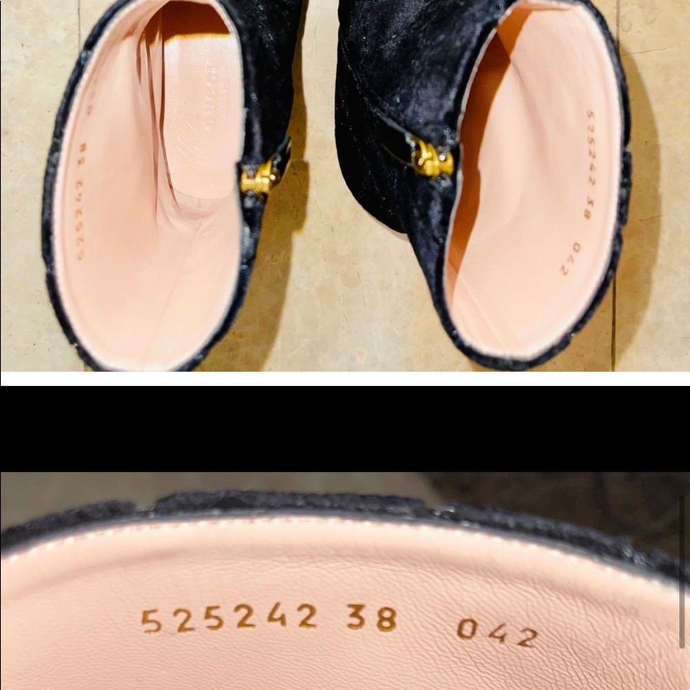 Gucci velvet gg monogram crystal horsebit ankle boots sz 37 black - Picture 8 of 8